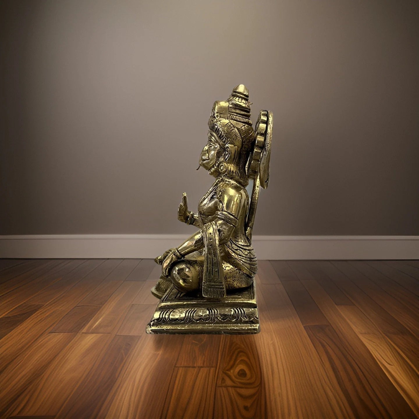 Lord Hanuman Sitting Fine Brass Statue, Hindu God Figurine