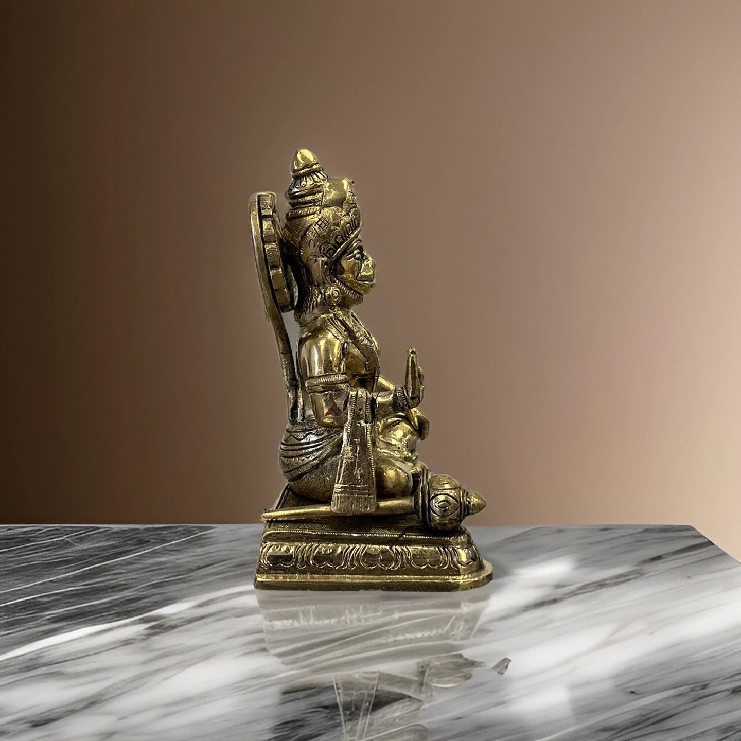 Lord Hanuman Sitting Fine Brass Statue, Hindu God Figurine
