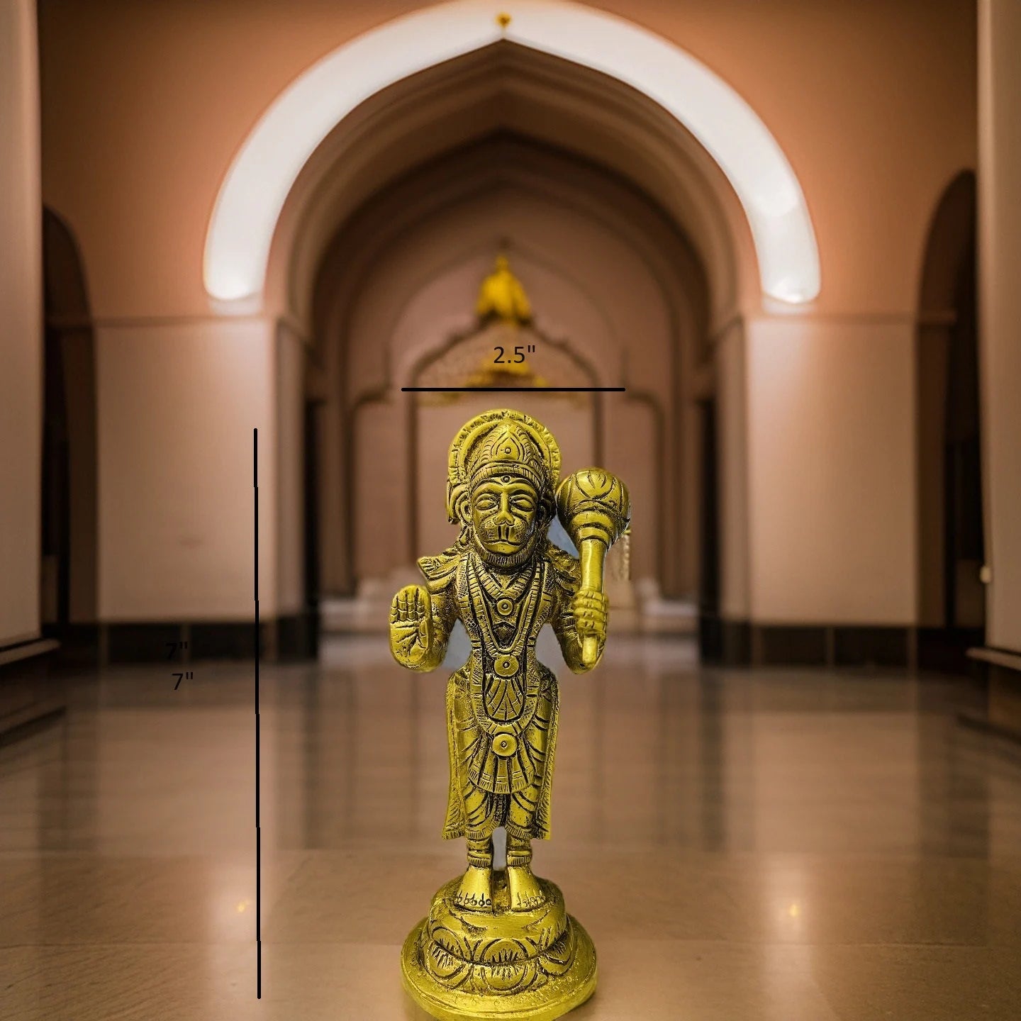 Standing Brass Hanuman blessing for home and office decor