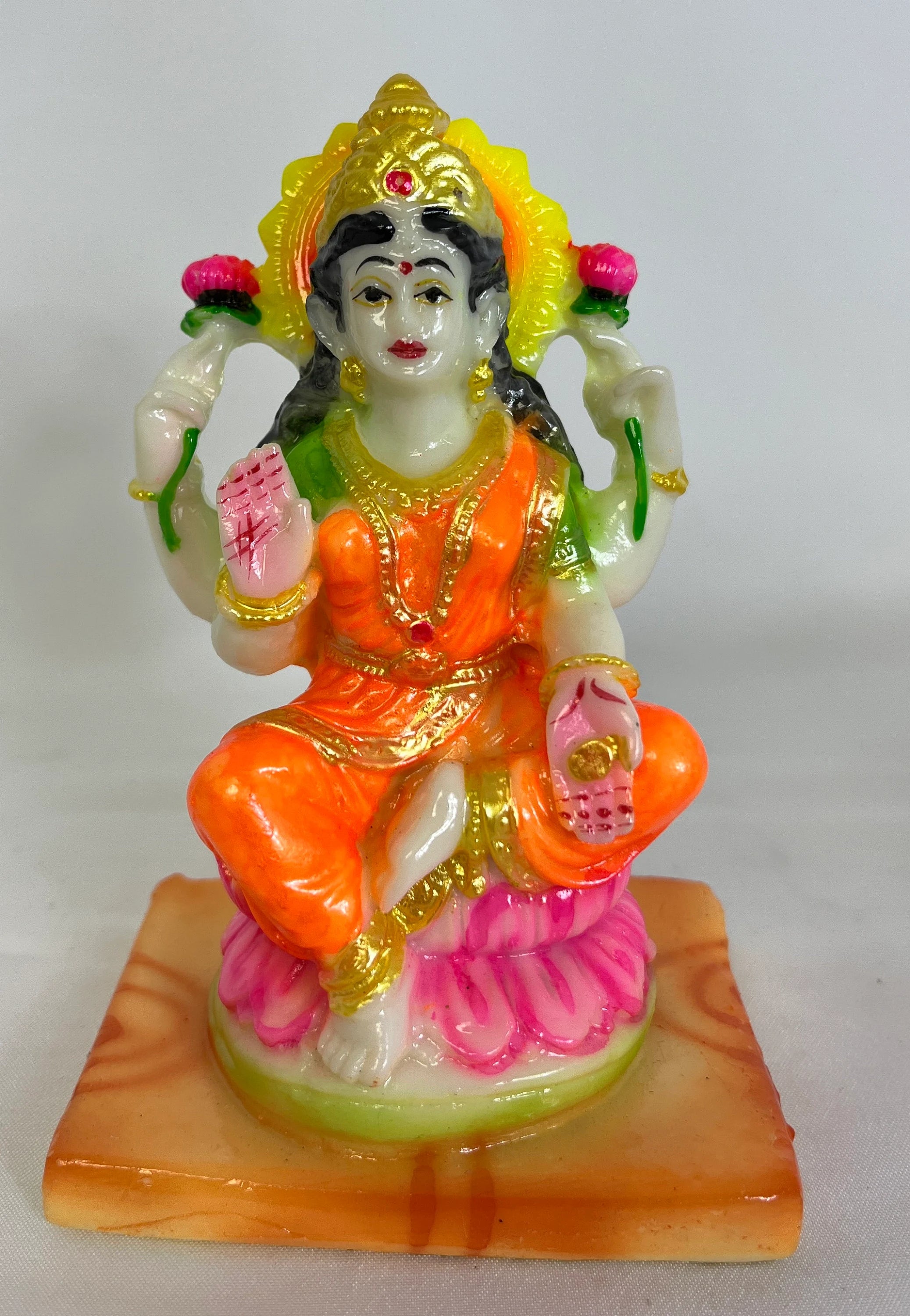 Laxmi Multicolored Statue Goddess Lakshmi Idol for Home & Temple Decor Marble Idol Decor Home Office Temple Pooja Item Murti for Puja Gifts