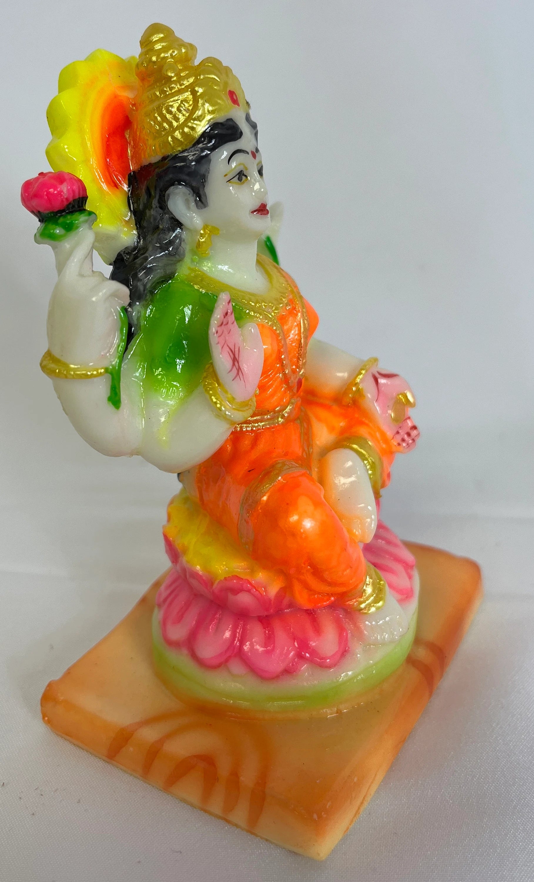 Laxmi Multicolored Statue Goddess Lakshmi Idol for Home & Temple Decor Marble Idol Decor Home Office Temple Pooja Item Murti for Puja Gifts