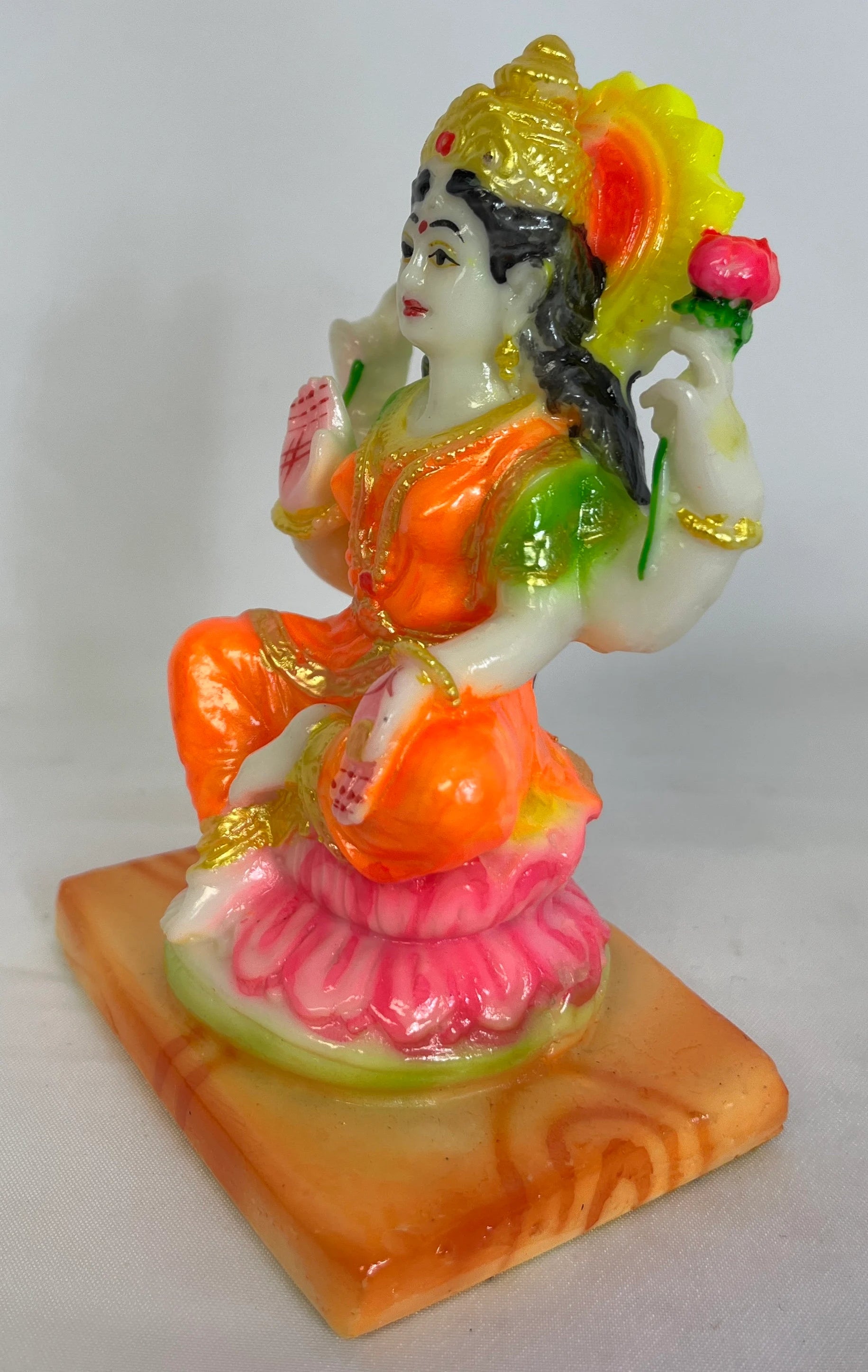 Laxmi Multicolored Statue Goddess Lakshmi Idol for Home & Temple Decor Marble Idol Decor Home Office Temple Pooja Item Murti for Puja Gifts