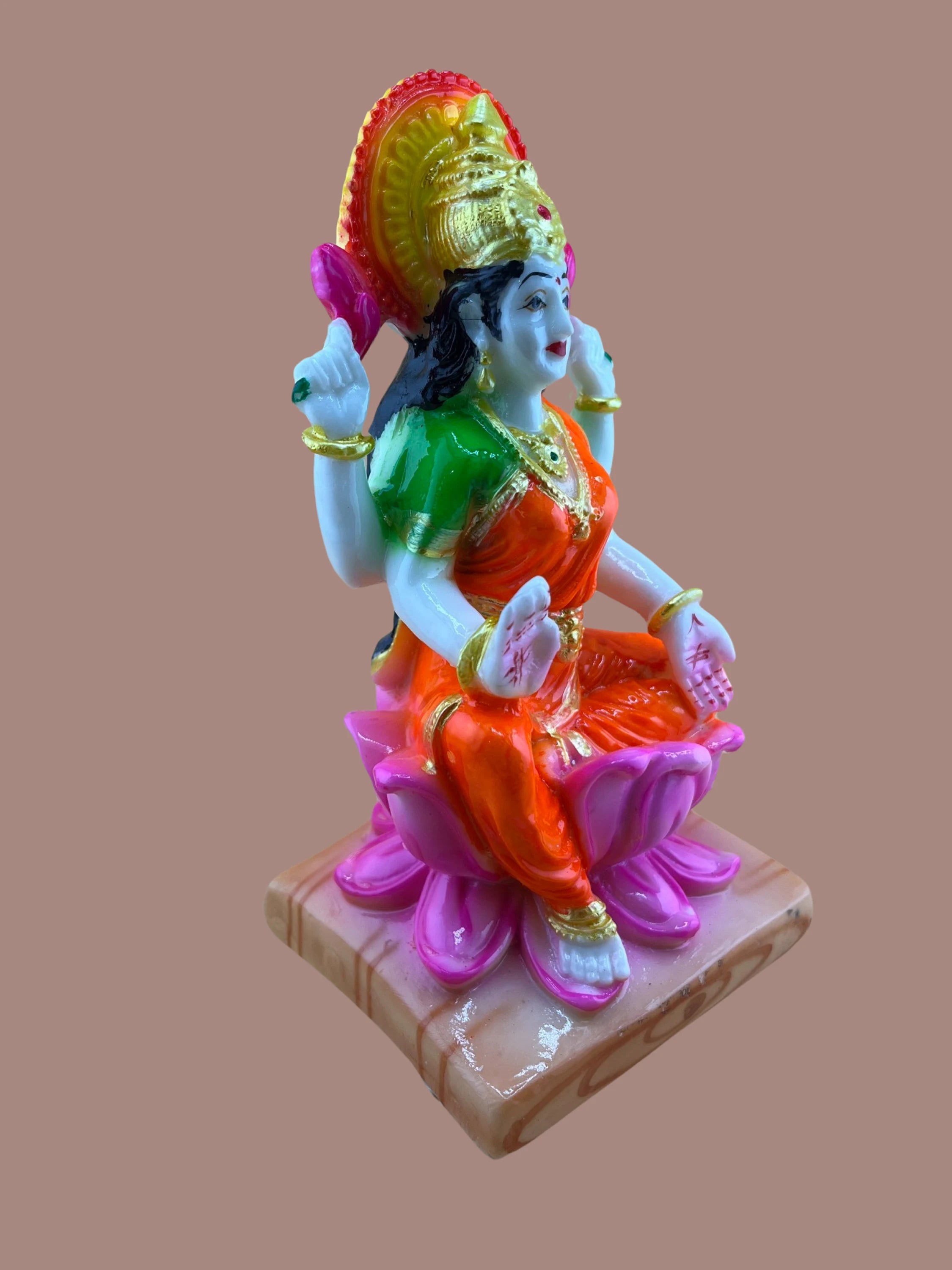 Laxmi Multicolored Statue Goddess Lakshmi Idol for Home & Temple Decor Marble Idol Decor Home Office Temple Pooja Item Murti for Puja Gifts