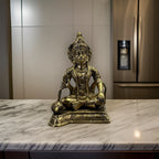 Lord Hanuman Sitting Fine Brass Statue, Hindu God Figurine
