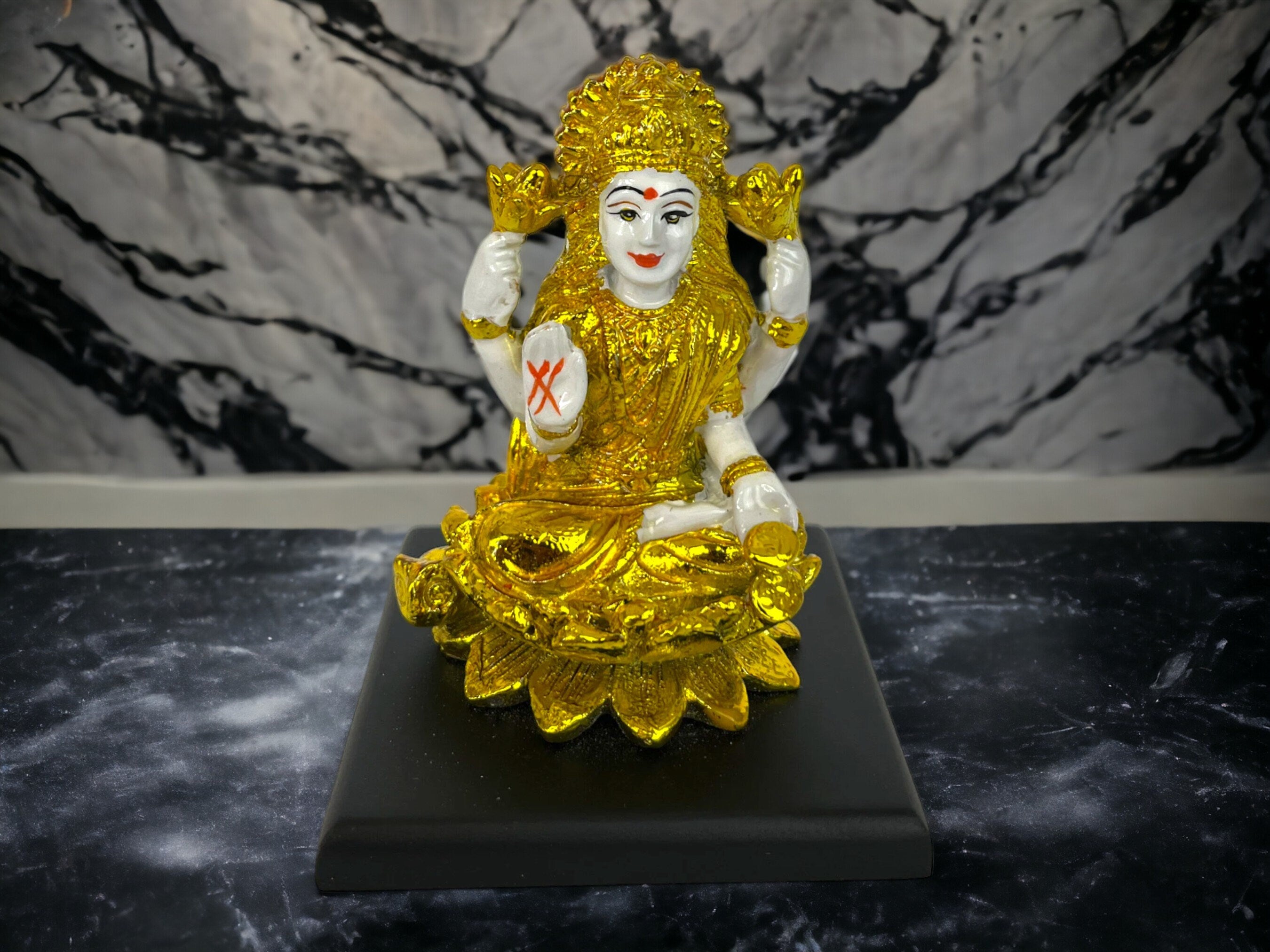 Laxmi Ji on Golden Lotus for Home and Office Decor