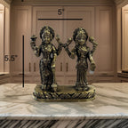 Brass Vishnu and Lakshmi Idol | Lord Visnu and Laxmi Murti | Brass Lakshmi Narayana Statue | Home Temple Laxmi Narayana