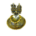 Handcrafted Oxidized Metal Diya with Gold Finish