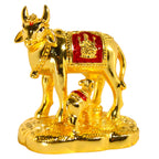 Intricate Cow and Calf Kamdhenu - 24Ct gold plated
