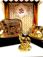 Intricate Cow and Calf Kamdhenu - 24Ct gold plated