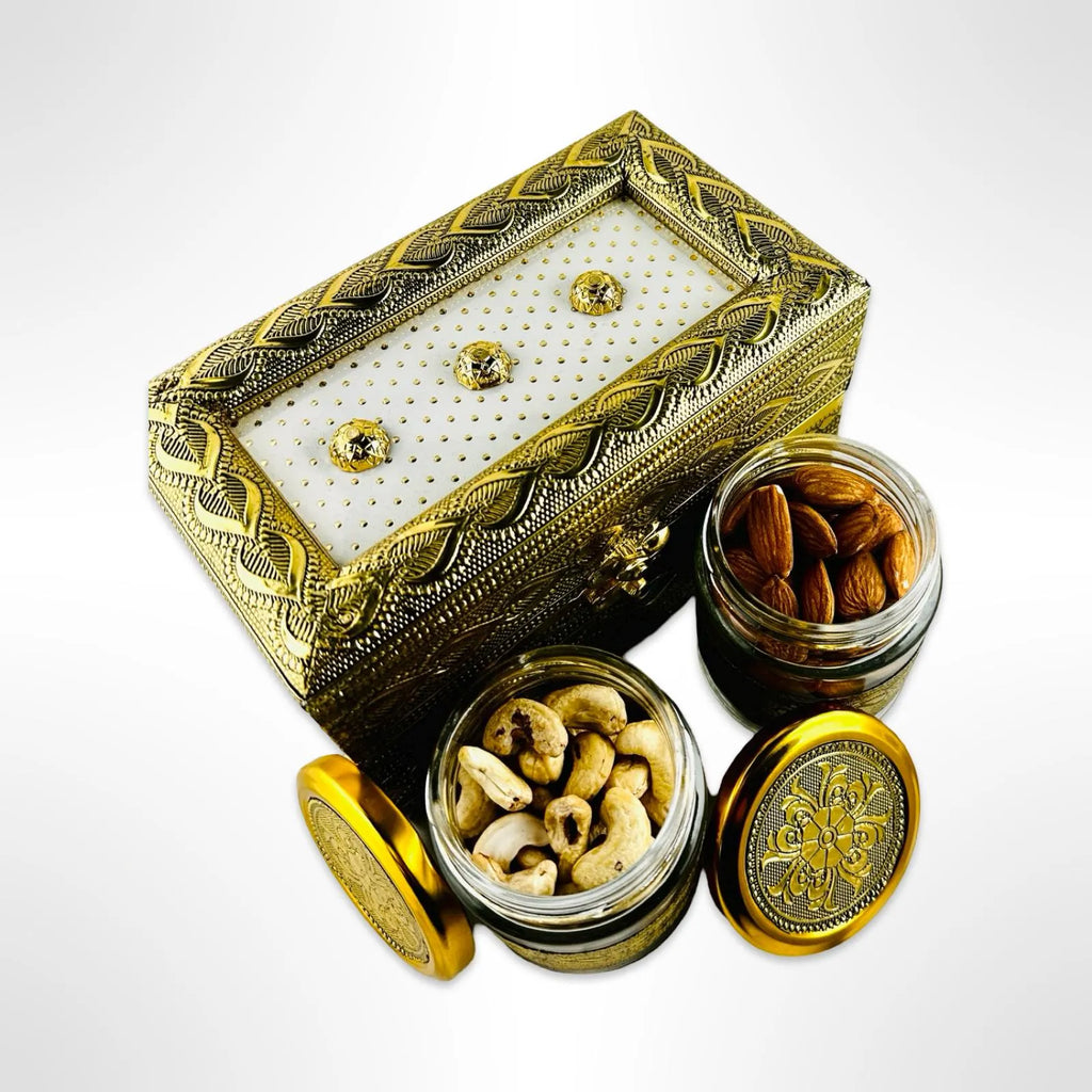 Royal Golden Minakari Snack Box: Exquisite Handcrafted Dry Fruit and Snack Storage