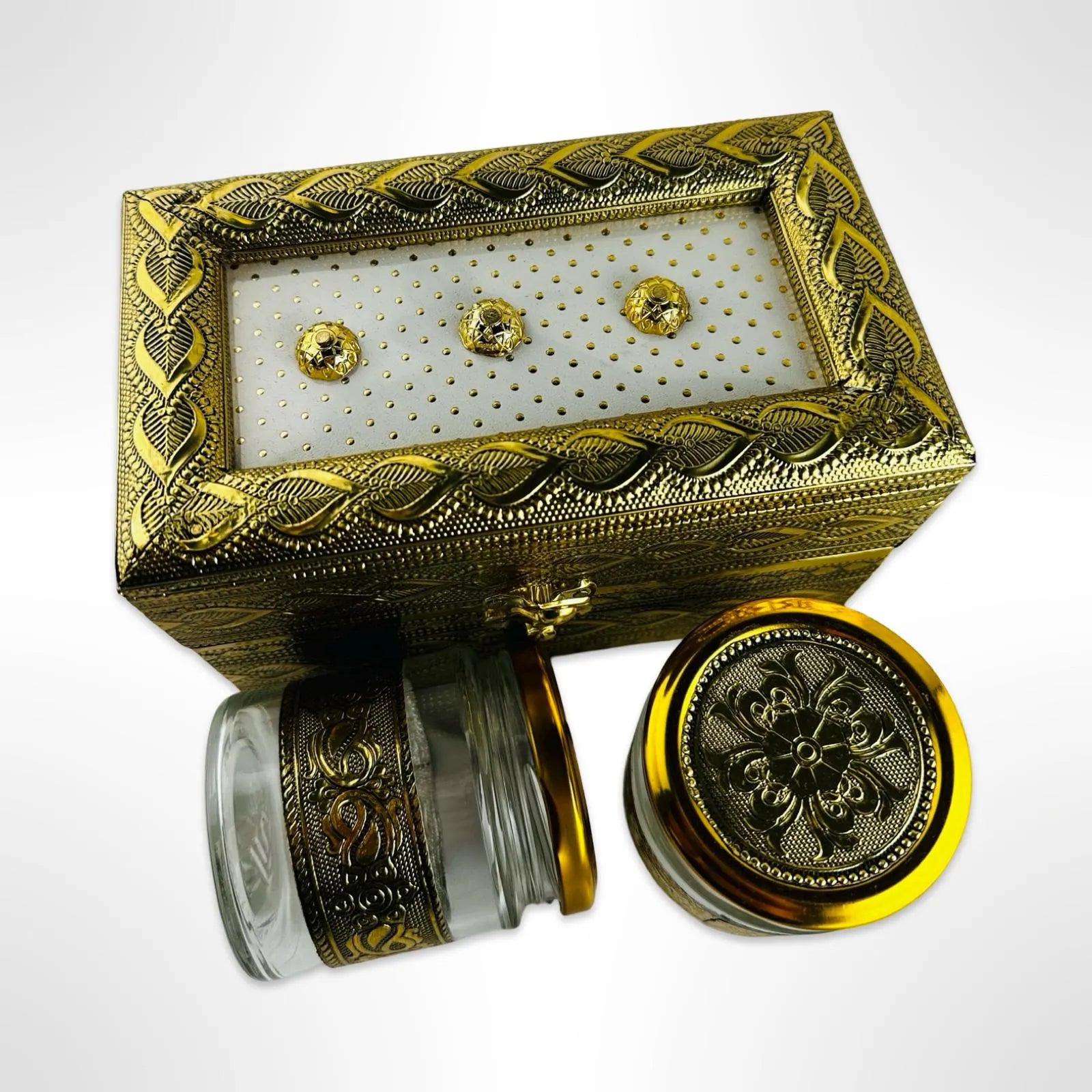 Royal Golden Minakari Snack Box: Exquisite Handcrafted Dry Fruit and Snack Storage