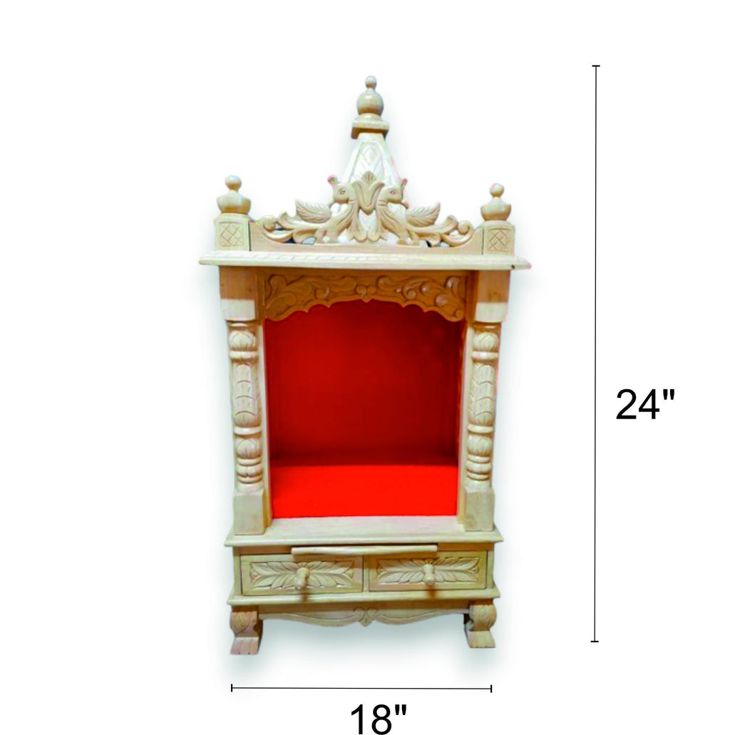 Wooden Temple for Home\Office with Storage Drawer | Sawan Wood Mandir/Mandap | 18 X 12 X 24