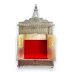 Silver Oxidated Wooden Temple With Brown Accents | Oxidised Mandir/Mandap | 9 X 18 X 31 inches