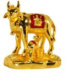 Intricate Cow and Calf Kamdhenu - 24Ct gold plated