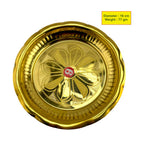 Brass plate with floral Engraving |Brass Pooja Thali Plate with Engraved Flower Design for Home Temple and Pooja Room