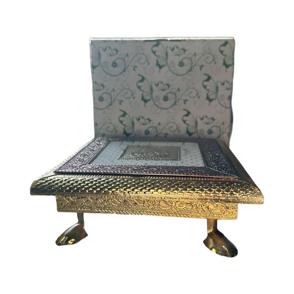Handcrafted Golden Minakari Chowki/Bajot/Chaurang for Puja home decor