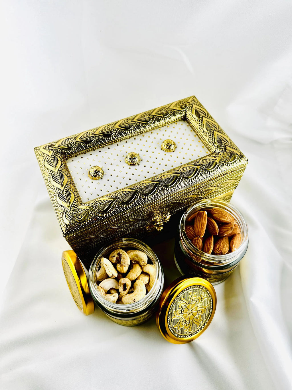 Royal Golden Minakari Snack Box: Exquisite Handcrafted Dry Fruit and Snack Storage