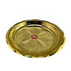 Brass plate with floral Engraving |Brass Pooja Thali Plate with Engraved Flower Design for Home Temple and Pooja Room
