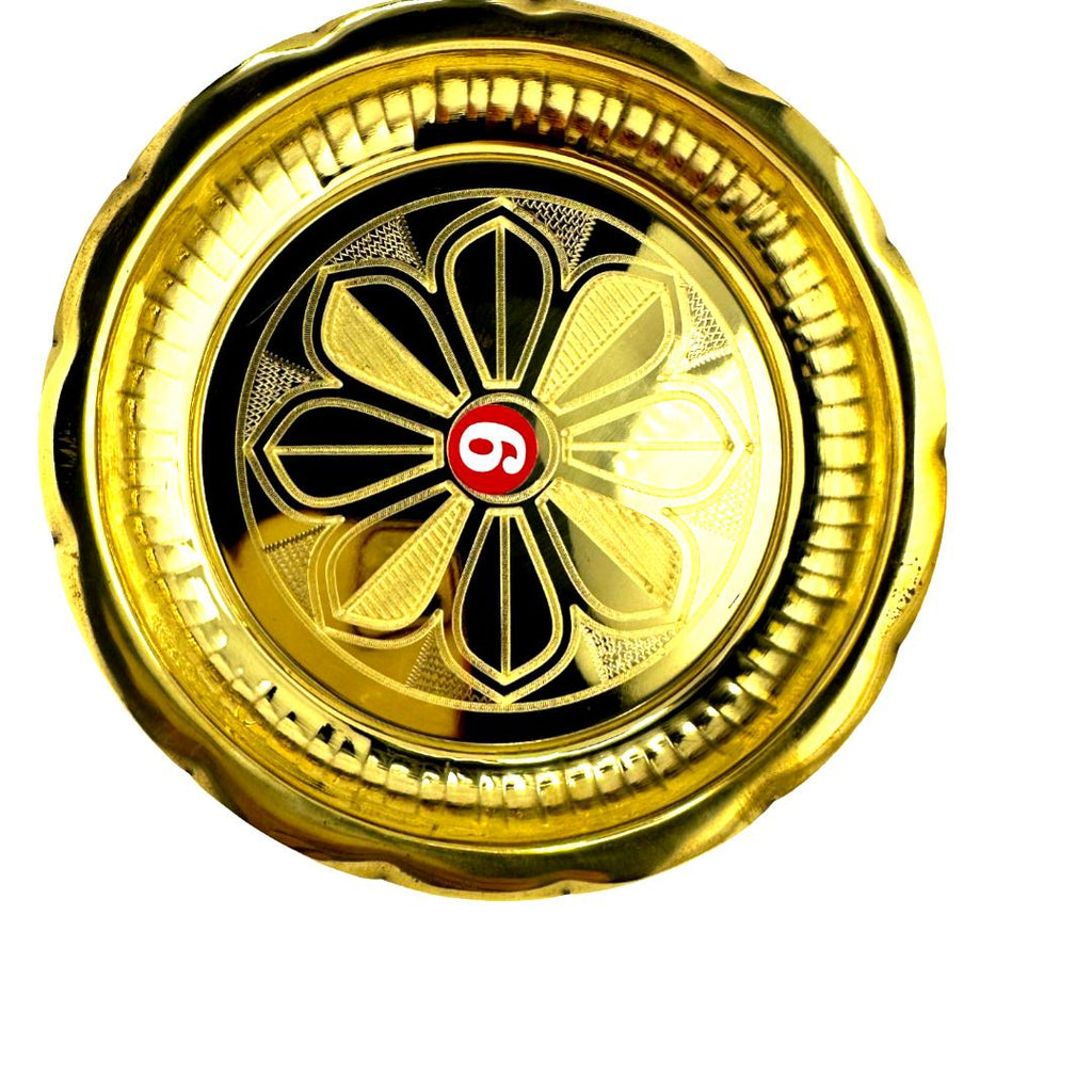Brass plate with floral Engraving |Brass Pooja Thali Plate with Engraved Flower Design for Home Temple and Pooja Room