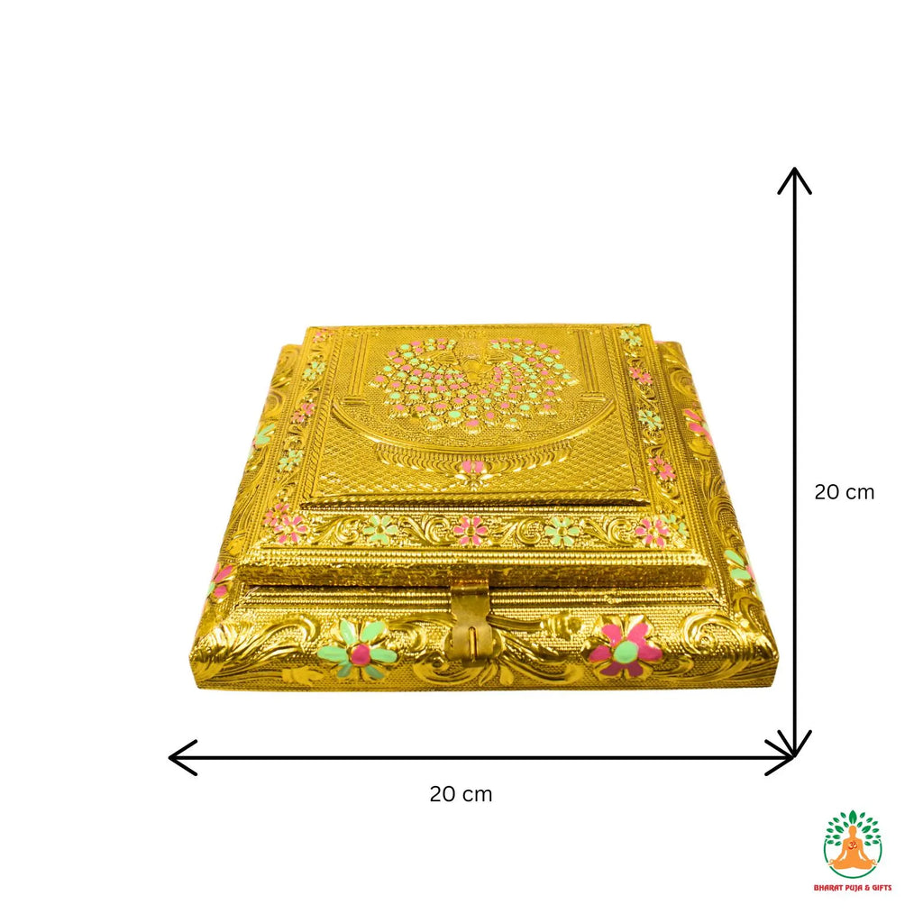 Wooden Dry Fruit Box with 4 Compartments | Colourful Artwork Storage Box for Diwali | Festive Gifting