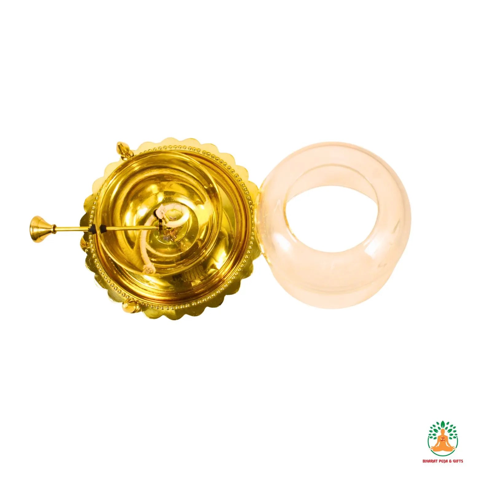 Brass Akhand Jyoti Diya with Glass Cover | Brass Akhand Jyot Diya | Traditional Brass Oil Lamp | Long Burning Oil Lamp | Adjustable Oil Lamp