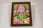 Golden lakshmi narayan l satyanarayan pujja Photo Frame with Glass Cover