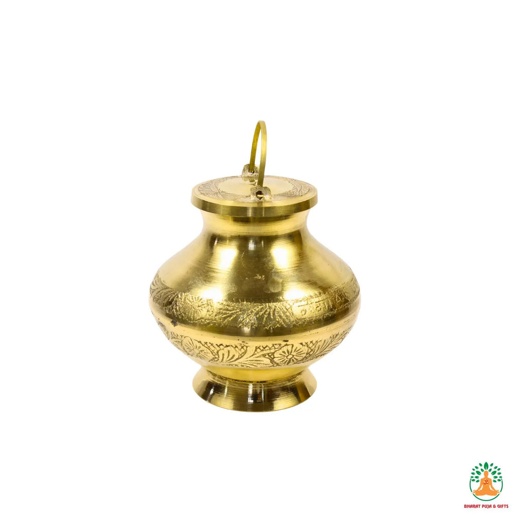 Handcrafted Brass Gangajal Kamandal | Traditional Brass Puja Kalash | Spiritual Water Pot for Abhishekam | Brass Holy Water Pot
