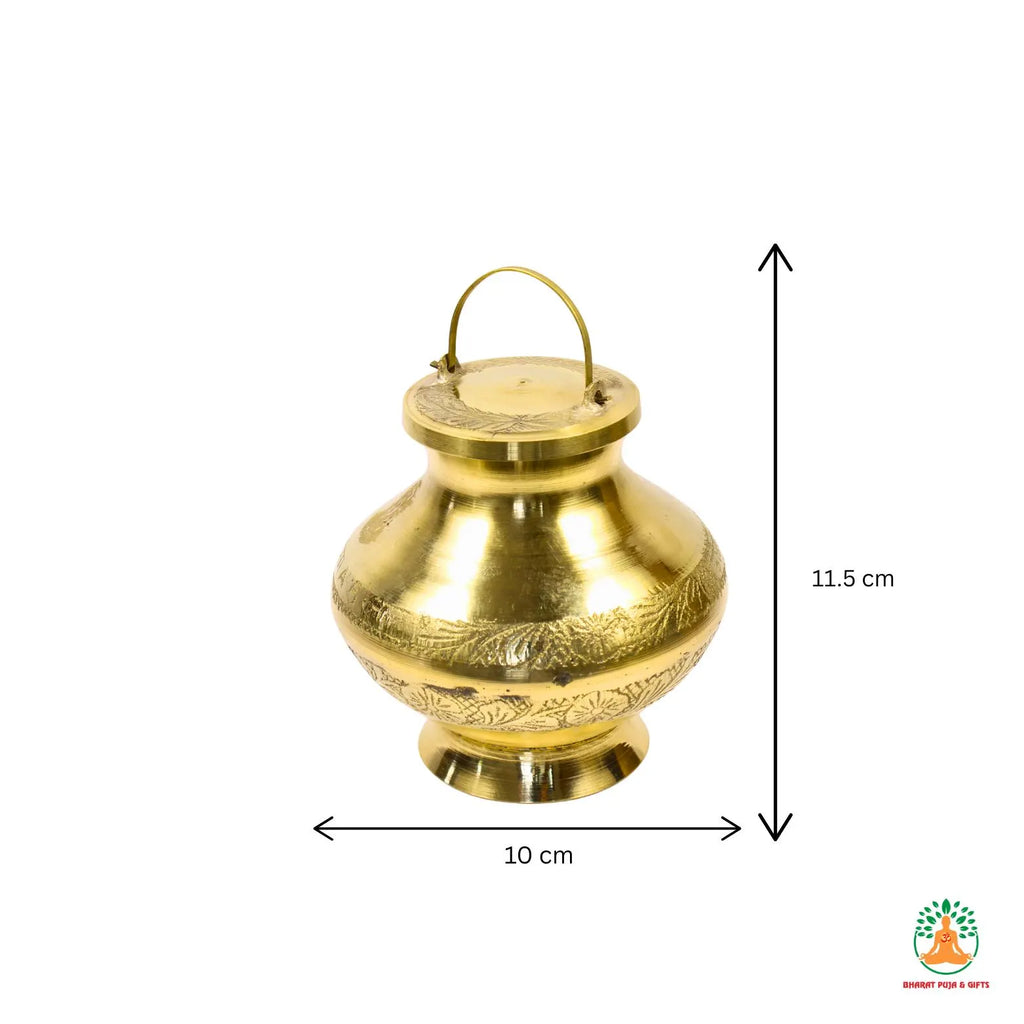 Handcrafted Brass Gangajal Kamandal | Traditional Brass Puja Kalash | Spiritual Water Pot for Abhishekam | Brass Holy Water Pot