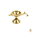 Brass Arti Diya with Curved Handle | Brass Aarti Oil Lamp