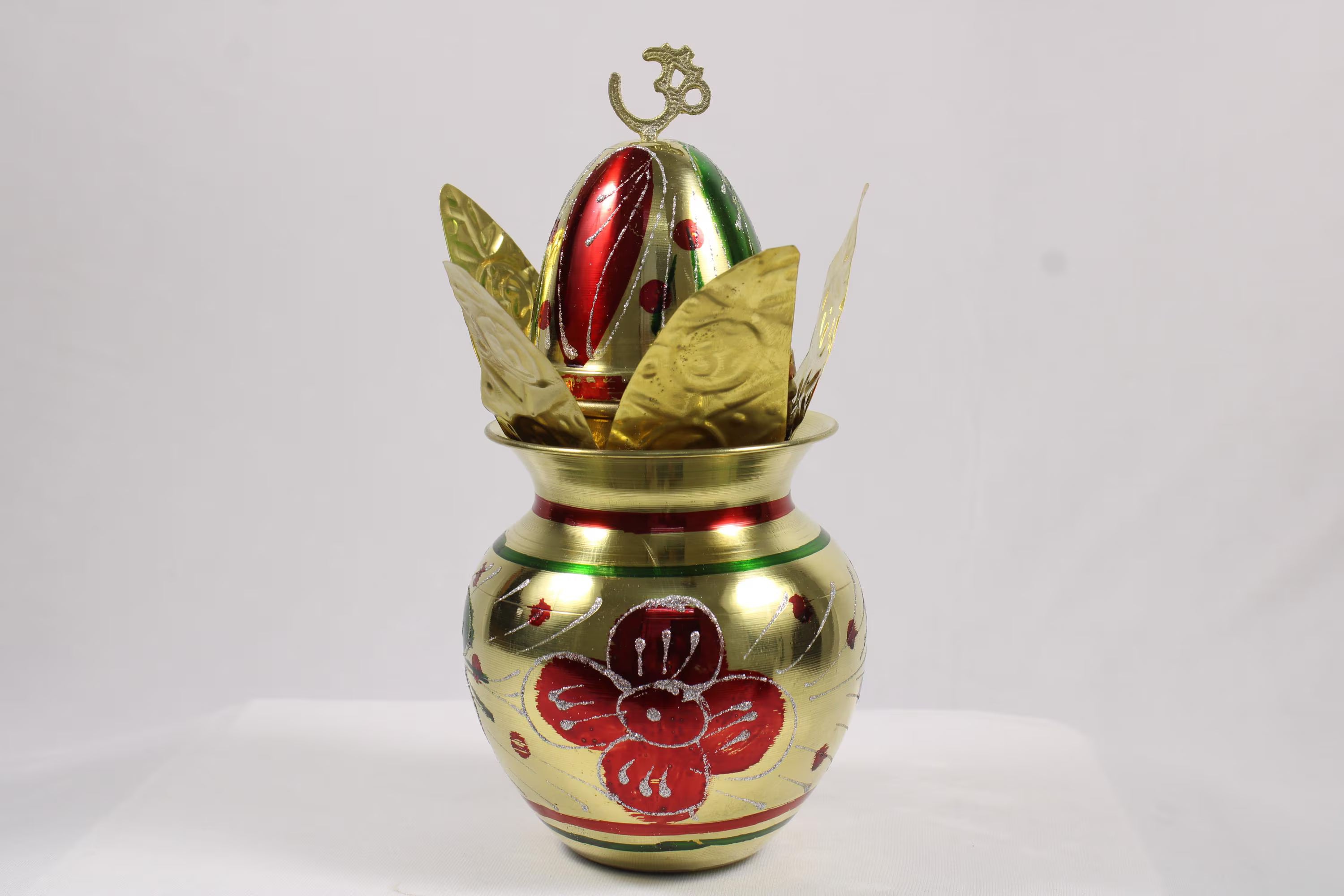 Brass Mangal Kalash 9 inch | Traditional Meenakari Brass Kalash | Golden Kalash