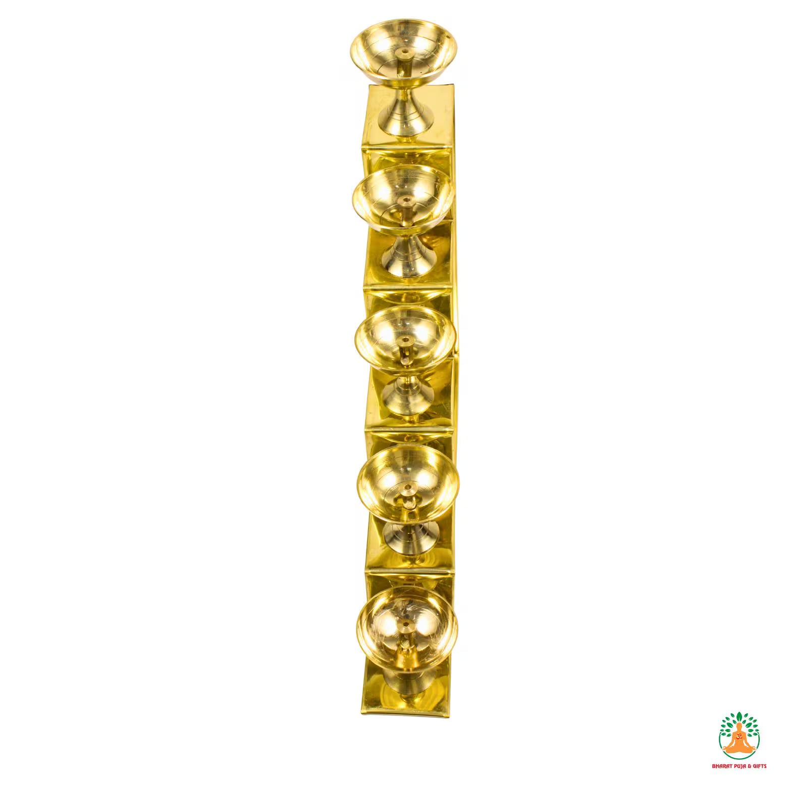 5 Five Step Brass Samai | Brass Lotus 5-Step Diya | Traditional Puja Aarti Oil Lamp Arti Deepak Deepam  | Diwali Decor | Temple Decor