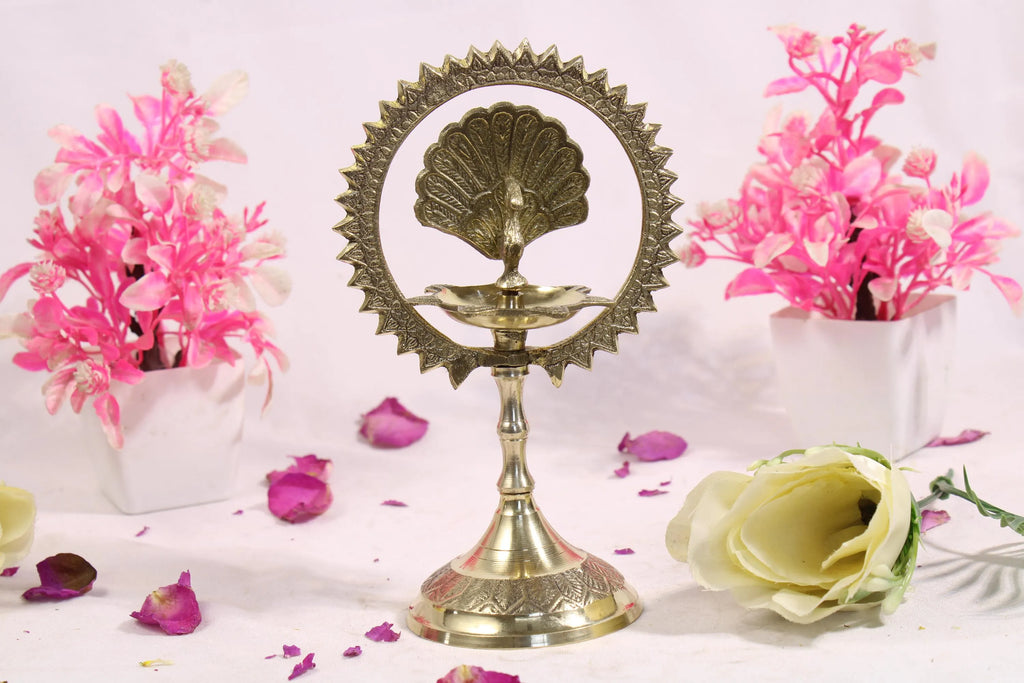 Brass Peacock Samai Diya| Brass Decorative Oil Lamp | Traditional Oil Deepam | Diwali Decor | Indian Home Decor | Temple Altar Decor