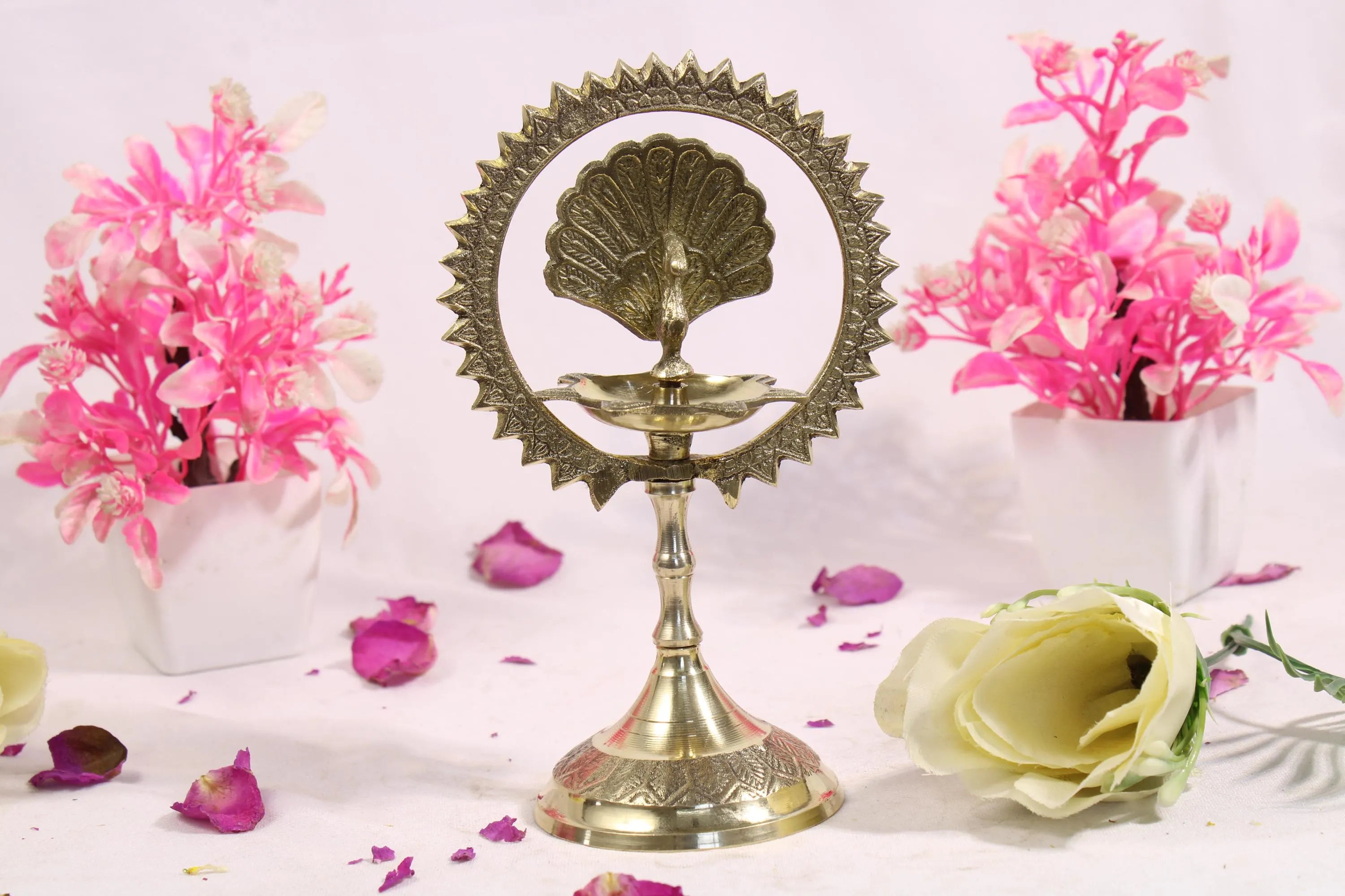 Brass Peacock Samai Diya| Brass Decorative Oil Lamp | Traditional Oil Deepam | Diwali Decor | Indian Home Decor | Temple Altar Decor