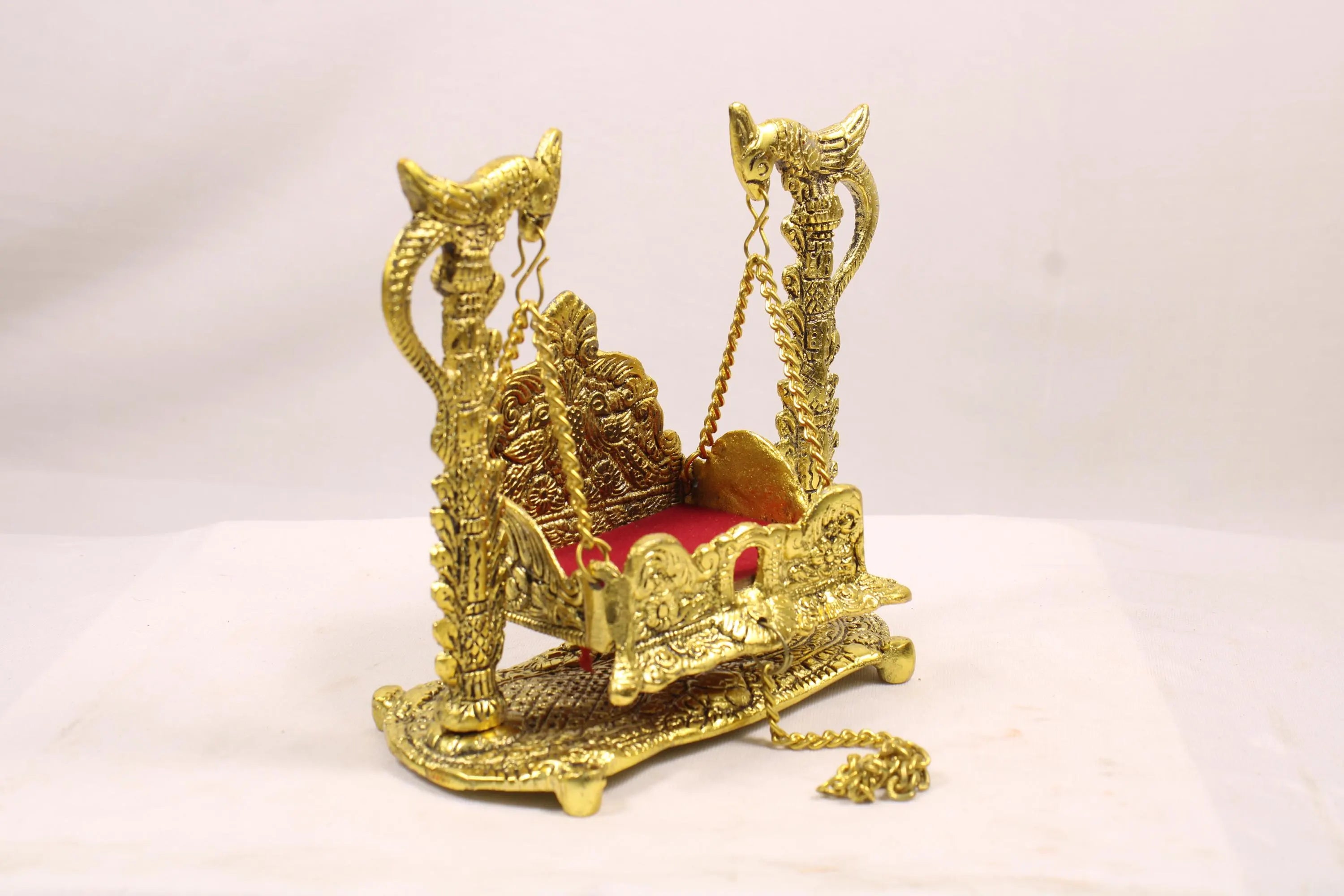 Brass Swing for Bal Gopal Laddu Gopal Krishna Idol | Traditional Brass Jhula for Lord Krishna Janmashtami Puja Mandir