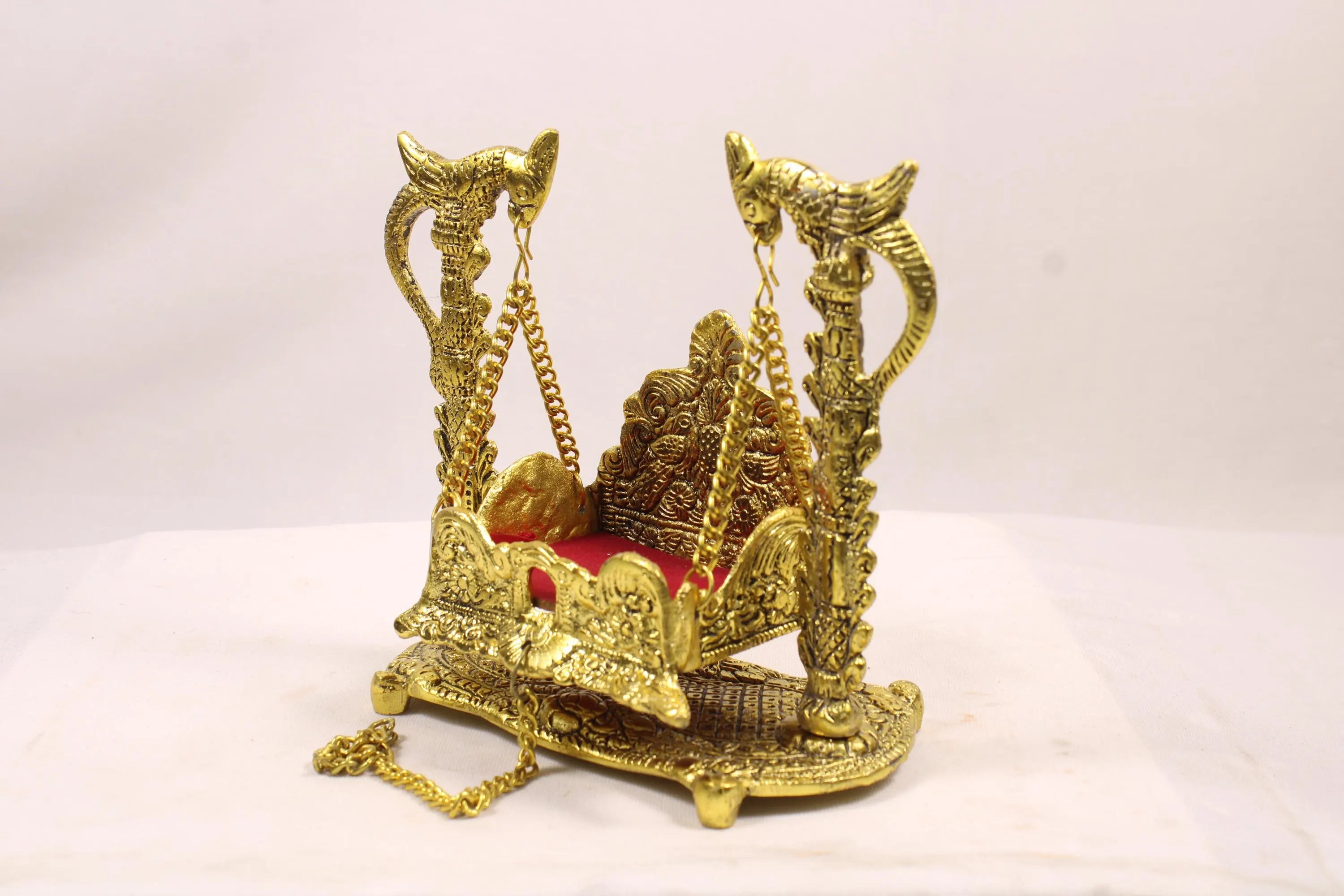 Brass Swing for Bal Gopal Laddu Gopal Krishna Idol | Traditional Brass Jhula for Lord Krishna Janmashtami Puja Mandir