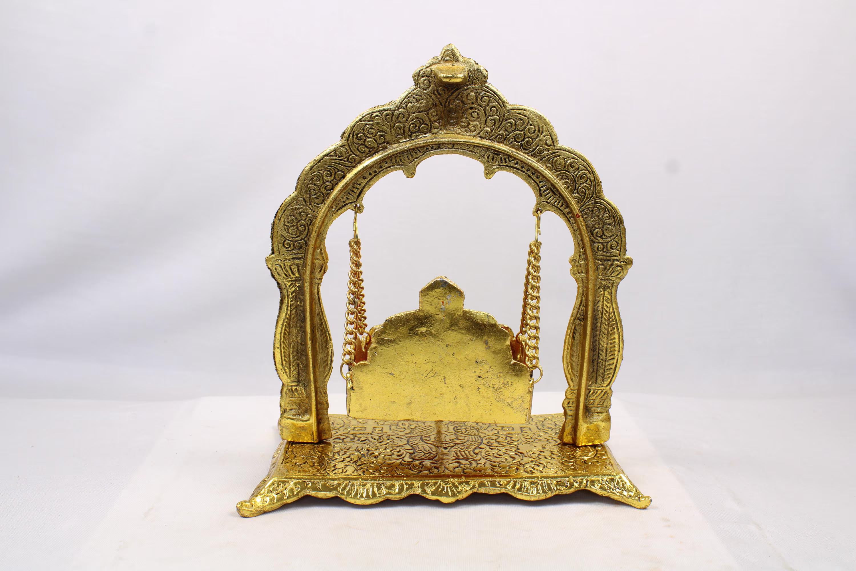Brass Suraj Jhula | Sun-Shaped Decorative Swing for Lord Krishna Home Temple Janmashtami Swing | Laddu Gopal Bal Gopal Jhula