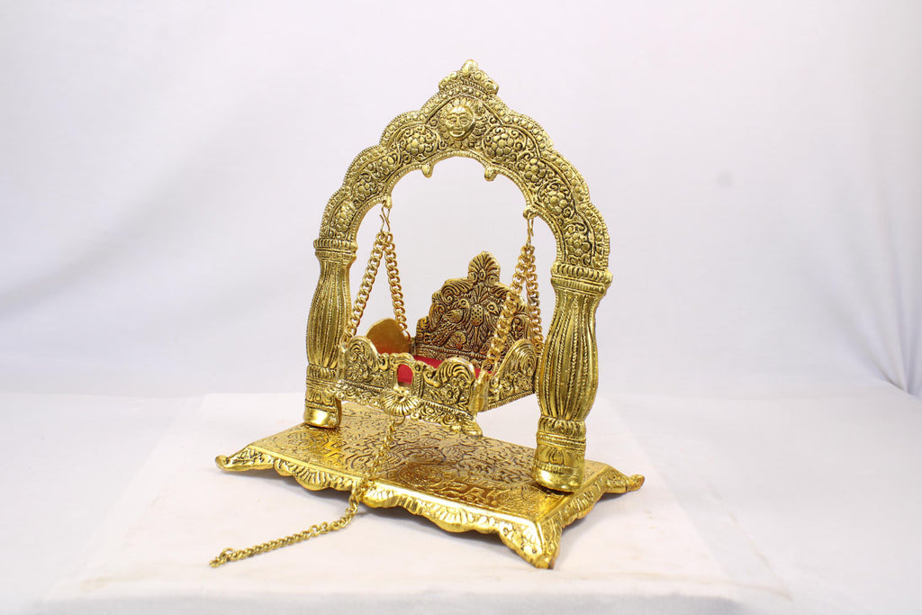 Brass Suraj Jhula | Sun-Shaped Decorative Swing for Lord Krishna Home Temple Janmashtami Swing | Laddu Gopal Bal Gopal Jhula