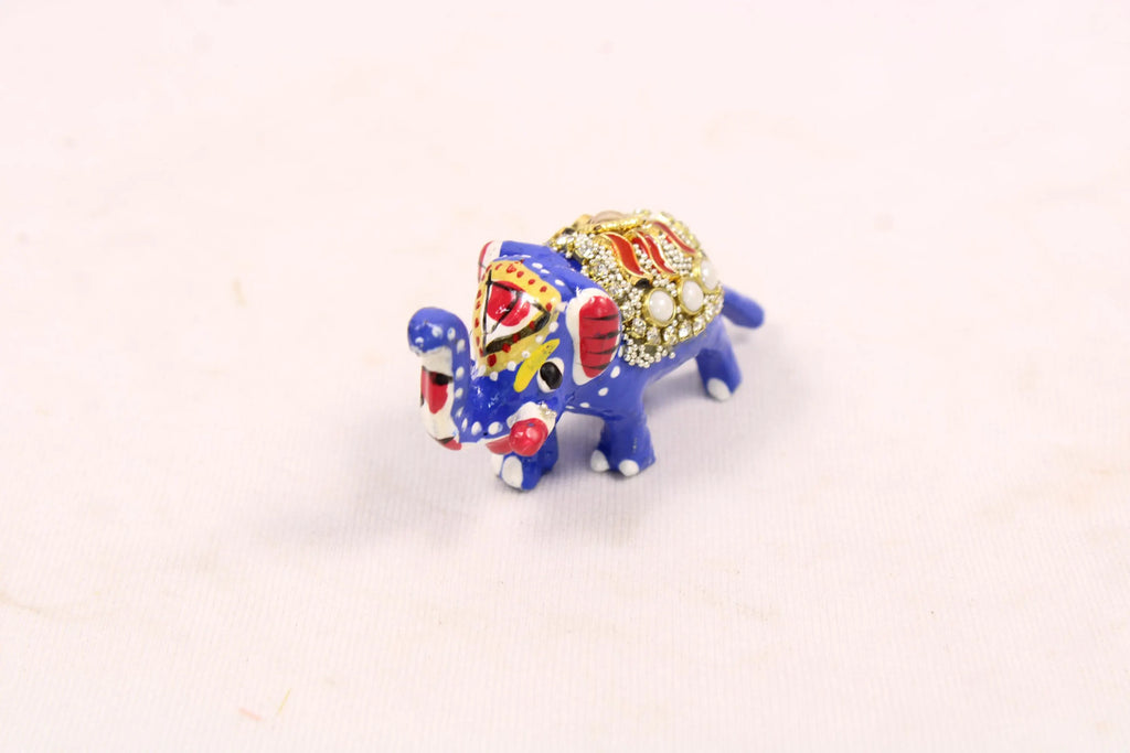 Decorative Small Beadwork Elephant Statue | Handcrafted Menakari Elephant Showpiece for Home Décor, Tabletop Display, Office & Gift