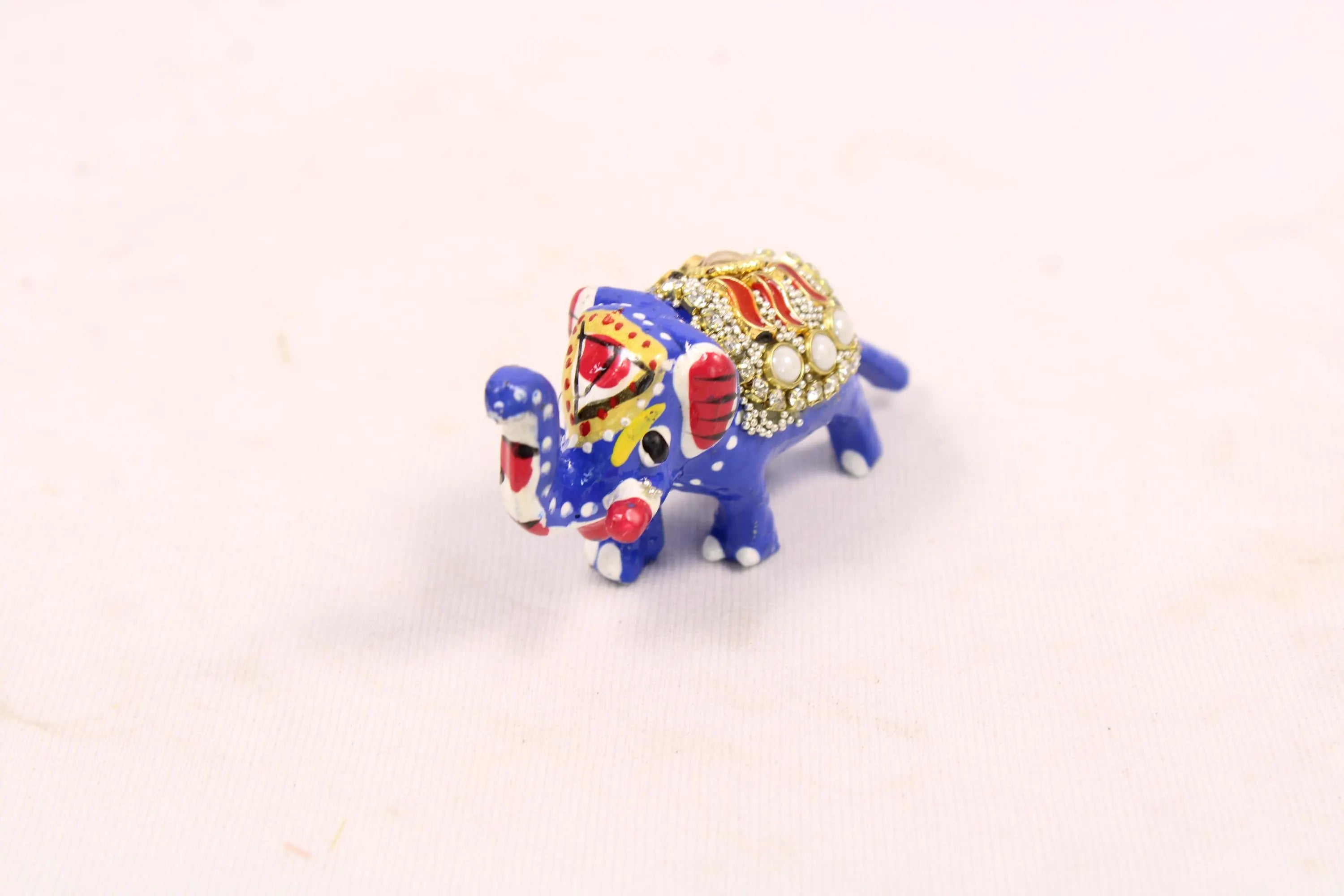 Decorative Small Beadwork Elephant Statue | Handcrafted Menakari Elephant Showpiece for Home Décor, Tabletop Display, Office & Gift