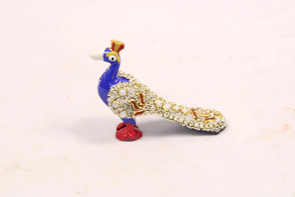 Decorative Small Beadwork Peacock Statue | Handcrafted Menakari Peacock Showpiece for Home Décor, Tabletop Display, Office & Gift |