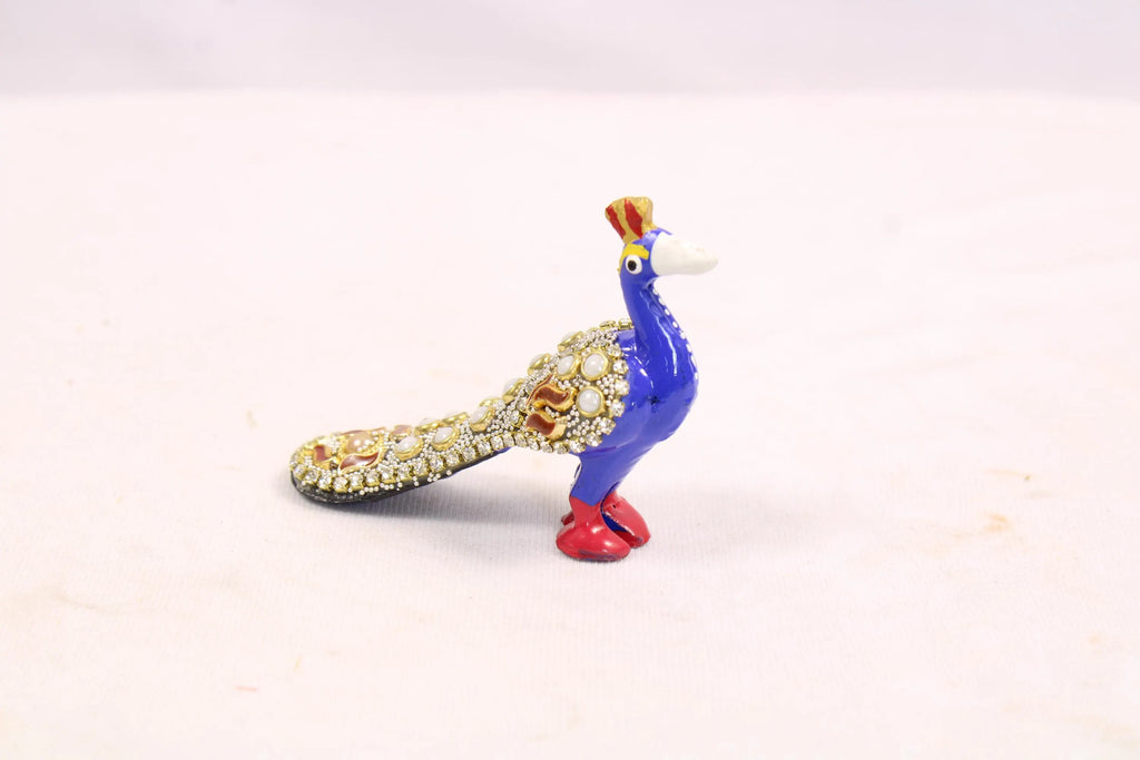 Decorative Small Beadwork Peacock Statue | Handcrafted Menakari Peacock Showpiece for Home Décor, Tabletop Display, Office & Gift |