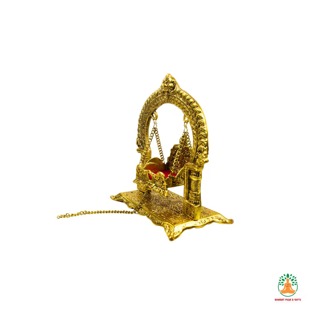 Brass Krishna Jhula Swing | Handcrafted Brass Jhula for Laddu Gopal Bal Gopal Lord Krishna | Krishna Janmashtami Swing