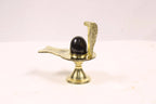Black Shaligram Shivling with Brass Jaladhari Yoni Base and Stand | Natural Stone Shiva Lingam for Puja, Abhishek, and Home Temple
