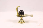 Black Shaligram Shivling with Brass Jaladhari Yoni Base and Stand | Natural Stone Shiva Lingam for Puja, Abhishek, and Home Temple