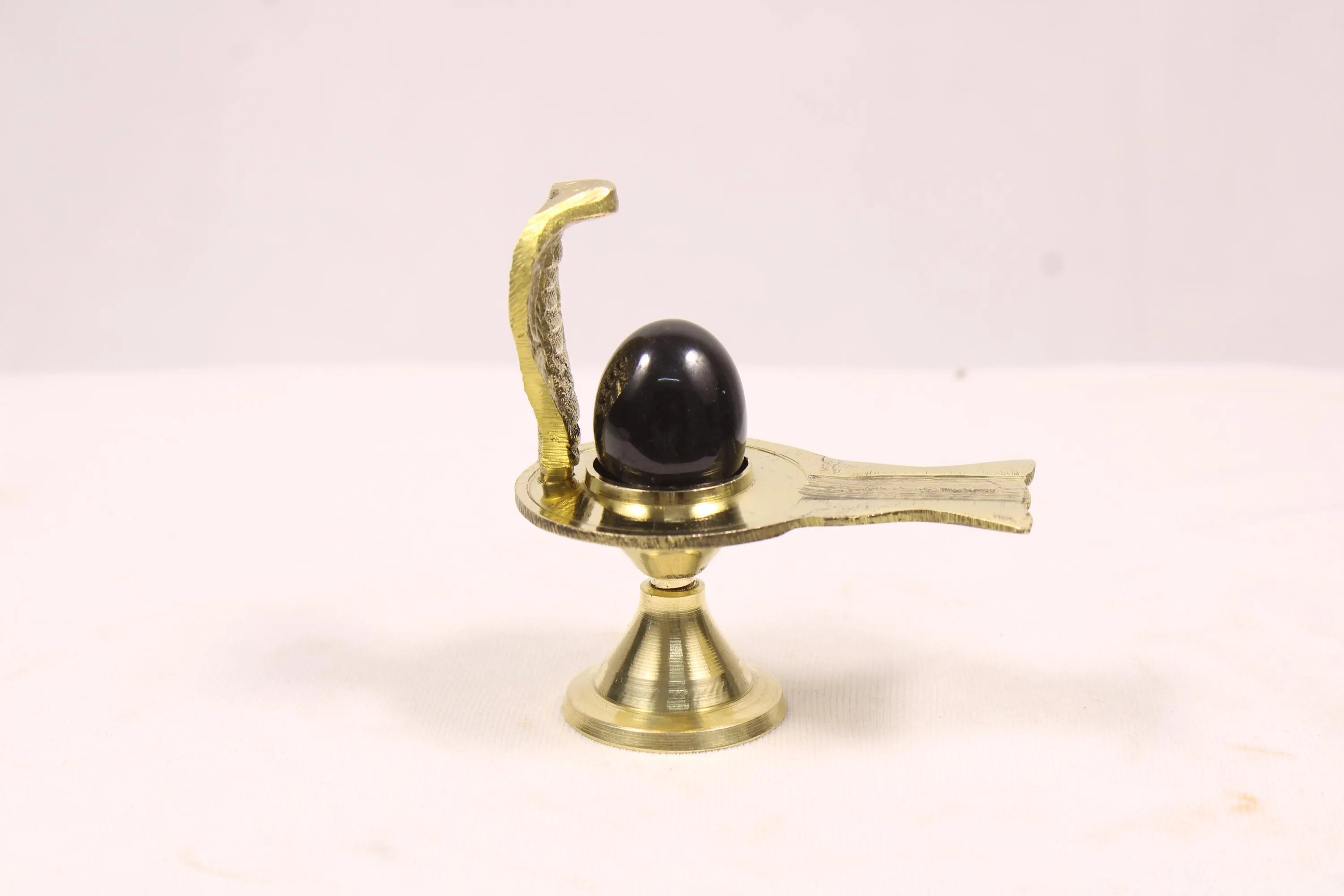Black Shaligram Shivling with Brass Jaladhari Yoni Base and Stand | Natural Stone Shiva Lingam for Puja, Abhishek, and Home Temple