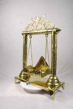 Brass Lord Krishna Jhula Swing with Peacock & Lotus Design | Handcrafted Decorative Brass Jhula for Laddu Gopal Bal Gopal