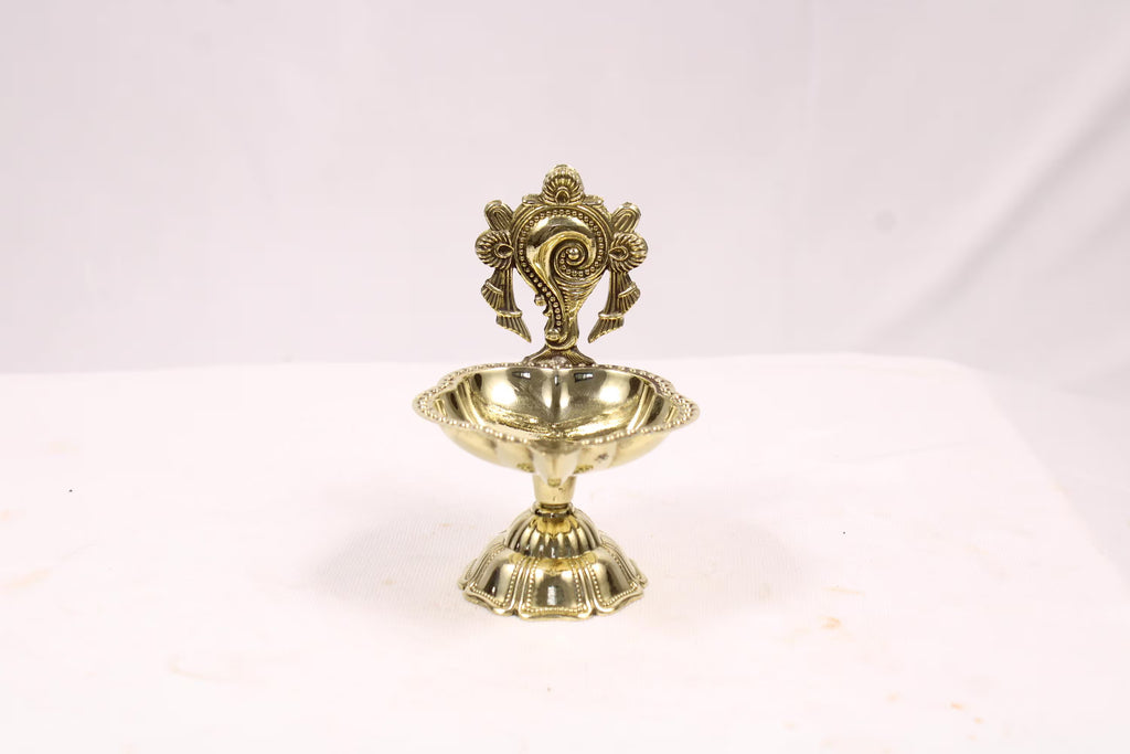 Brass Shanku Chakra Diya | Shankh Chakra Oil Lamp | Kuber Diya Diwali Decor