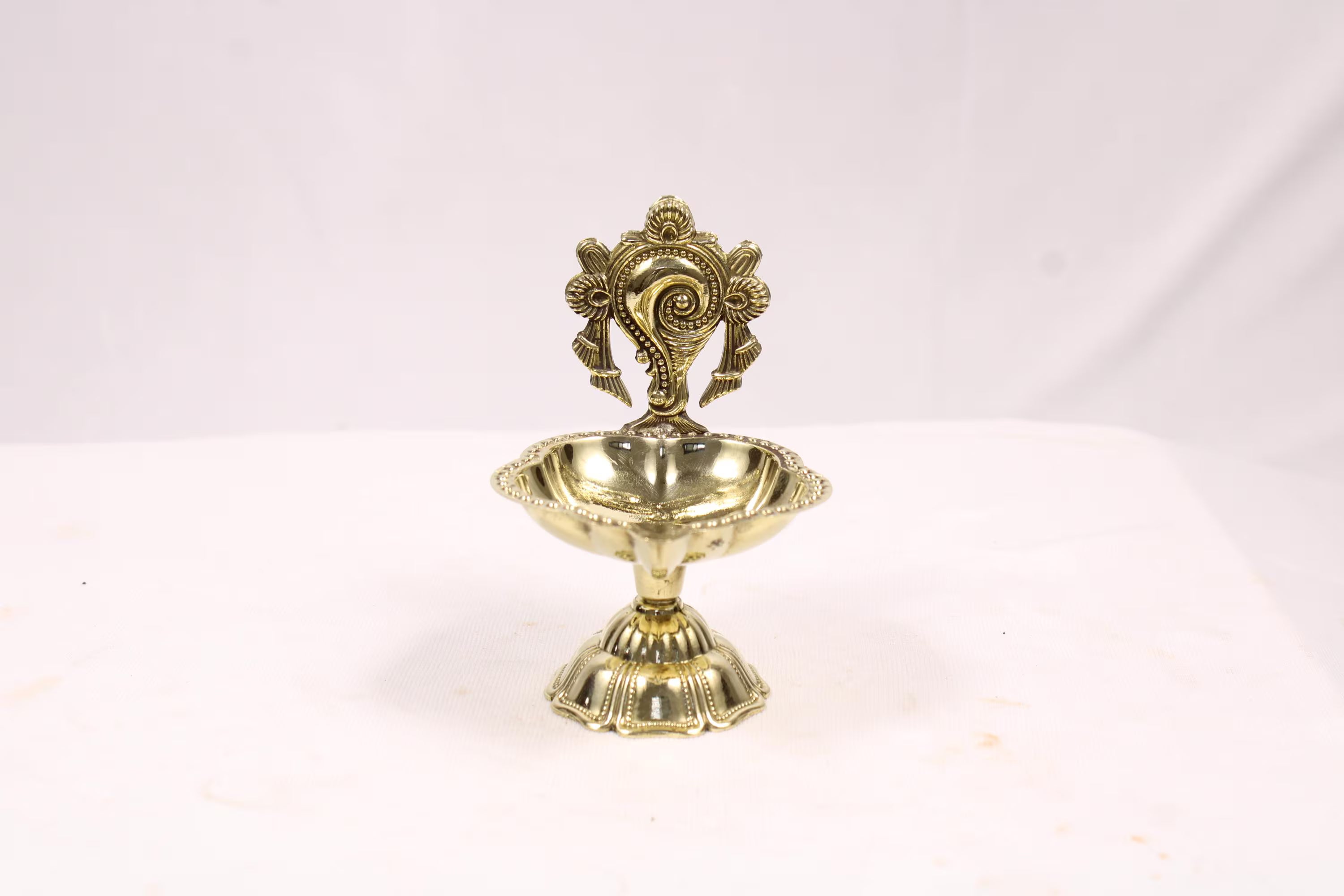 Brass Shanku Chakra Diya | Shankh Chakra Oil Lamp | Kuber Diya Diwali Decor