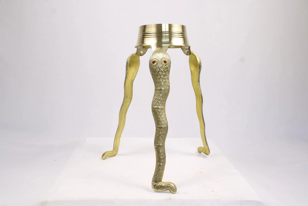 Brass Jaladhari Stand with Nag-Shaped Base | Traditional Tripai Abhishek Stand for Shivling Puja