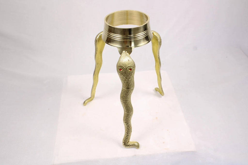 Brass Jaladhari Stand with Nag-Shaped Base | Traditional Tripai Abhishek Stand for Shivling Puja